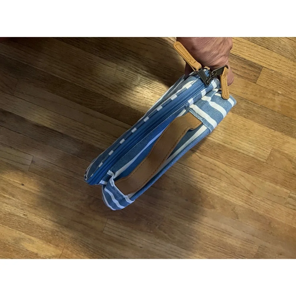 Pottery Barn Teen Blue White Striped Insulated Lunch Box Canvas Zippered Bag